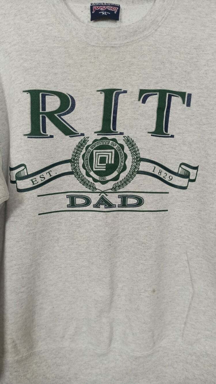 JANSPORT Size XL RIT Dad Grey Sweatshirt Rochester Institute Of Technology 80s - Picture 12 of 13